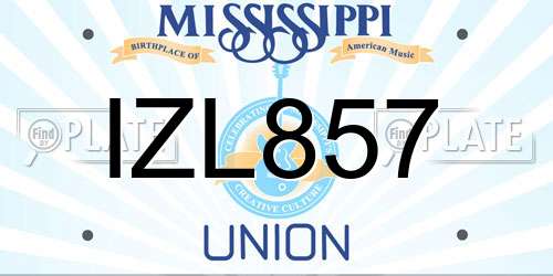 IZL857 Mississippi License Plate