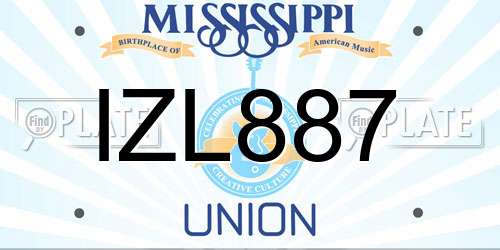 IZL887 Mississippi License Plate