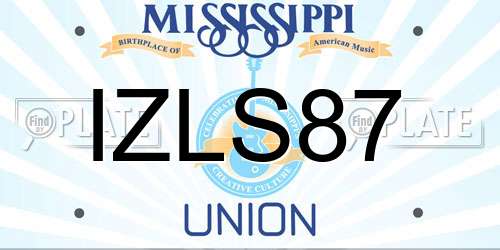 IZLS87 Mississippi License Plate