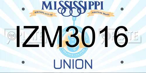 IZM3016 Mississippi License Plate