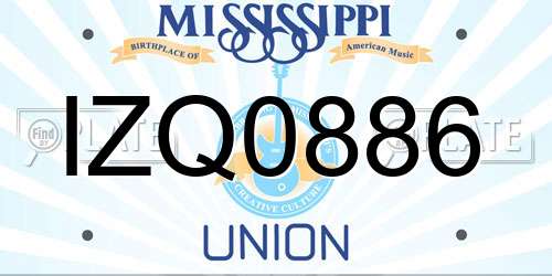 IZQ0886 Mississippi License Plate