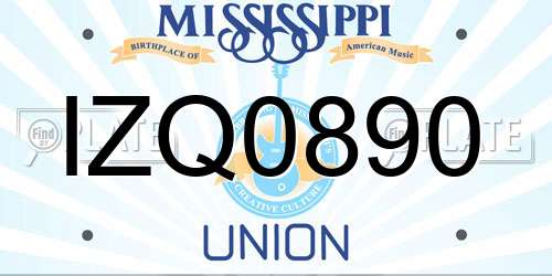 IZQ0890 Mississippi License Plate