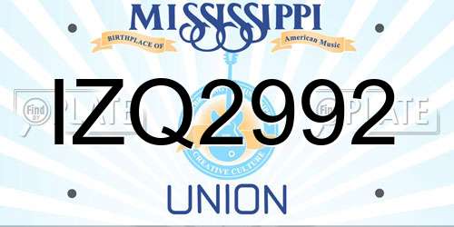 IZQ2992 Mississippi License Plate