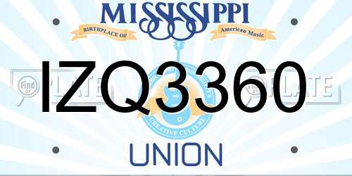 IZQ3360 Mississippi License Plate
