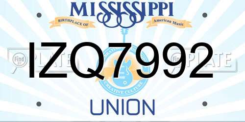 IZQ7992 Mississippi License Plate