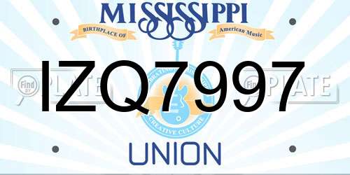 IZQ7997 Mississippi License Plate