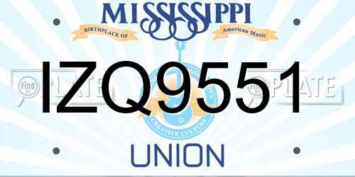 IZQ9551 Mississippi License Plate