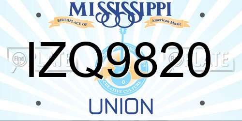 IZQ9820 Mississippi License Plate