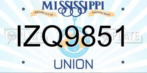 IZQ9851 Mississippi License Plate