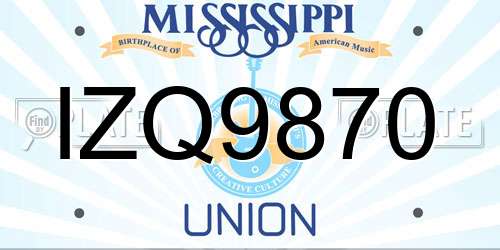 IZQ9870 Mississippi License Plate