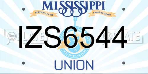 IZS6544 Mississippi License Plate