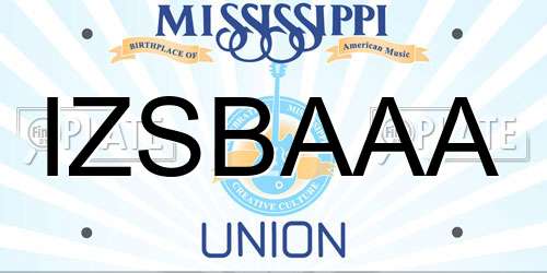 IZSBAAA Mississippi License Plate