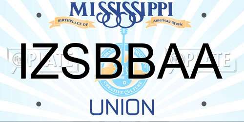 IZSBBAA Mississippi License Plate