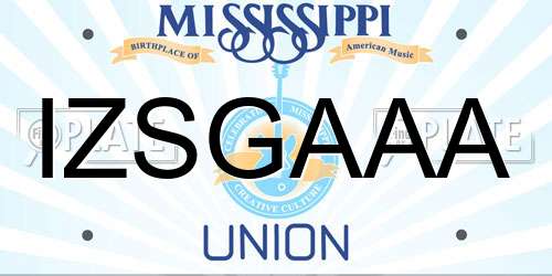 IZSGAAA Mississippi License Plate