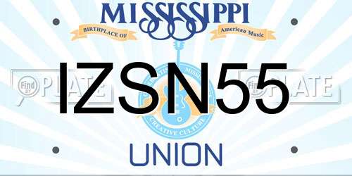 IZSN55 Mississippi License Plate