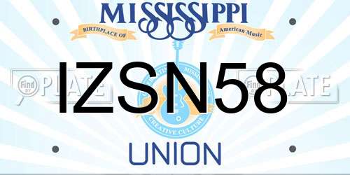 IZSN58 Mississippi License Plate