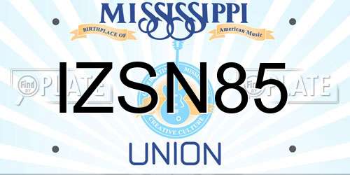 IZSN85 Mississippi License Plate