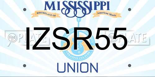 IZSR55 Mississippi License Plate