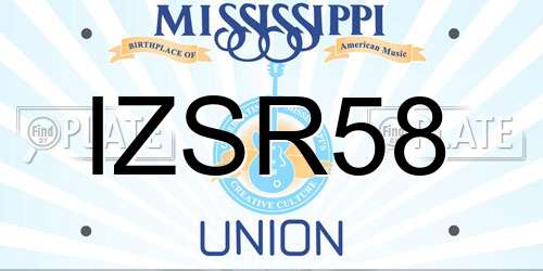 IZSR58 Mississippi License Plate