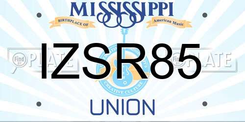 IZSR85 Mississippi License Plate