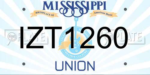 IZT1260 Mississippi License Plate