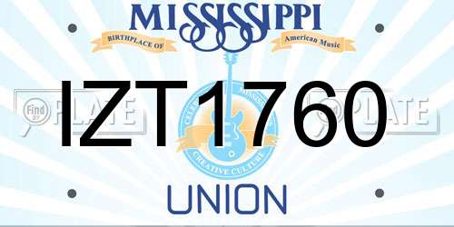 IZT1760 Mississippi License Plate