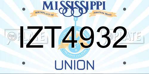 IZT4932 Mississippi License Plate