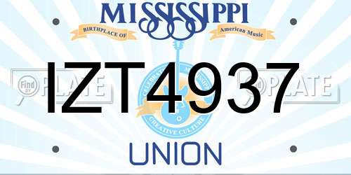 IZT4937 Mississippi License Plate