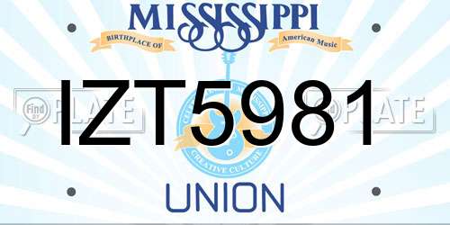 IZT5981 Mississippi License Plate