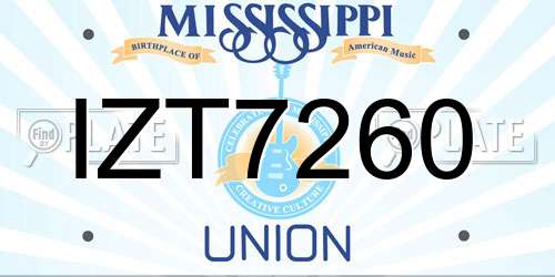 IZT7260 Mississippi License Plate