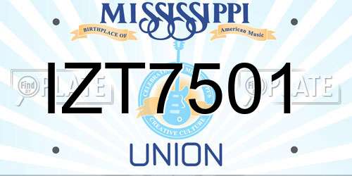 IZT7501 Mississippi License Plate