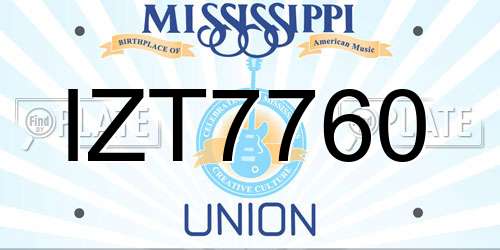 IZT7760 Mississippi License Plate