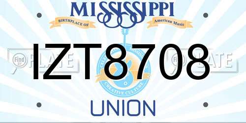 IZT8708 Mississippi License Plate