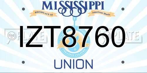 IZT8760 Mississippi License Plate