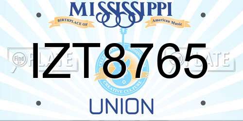 IZT8765 Mississippi License Plate