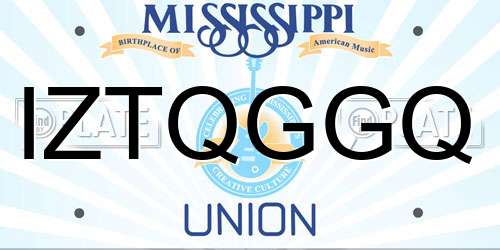 IZTQGGQ Mississippi License Plate