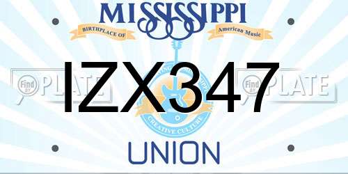 IZX347 Mississippi License Plate