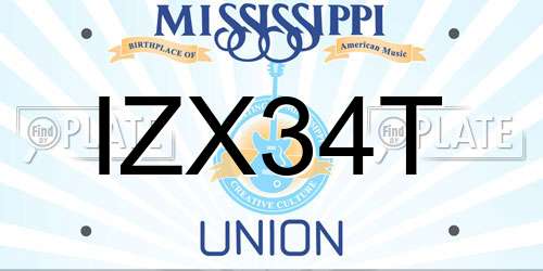IZX34T Mississippi License Plate