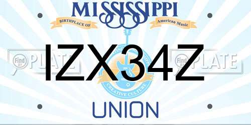 IZX34Z Mississippi License Plate