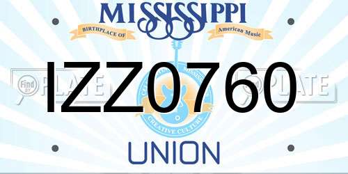 IZZ0760 Mississippi License Plate