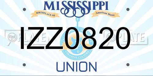 IZZ0820 Mississippi License Plate