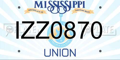 IZZ0870 Mississippi License Plate