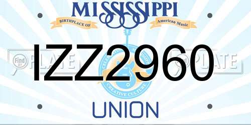IZZ2960 Mississippi License Plate