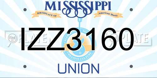 IZZ3160 Mississippi License Plate