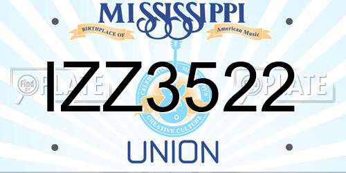 IZZ3522 Mississippi License Plate