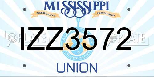 IZZ3572 Mississippi License Plate