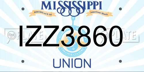 IZZ3860 Mississippi License Plate