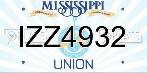 IZZ4932 Mississippi License Plate