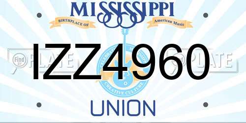IZZ4960 Mississippi License Plate