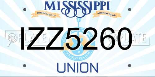 IZZ5260 Mississippi License Plate